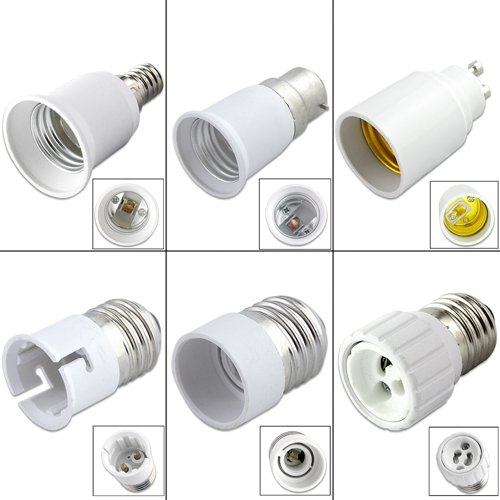 GU10 E27 E14 B22 Bulb Adapter Lamp Extender Socket Converter Shop Light