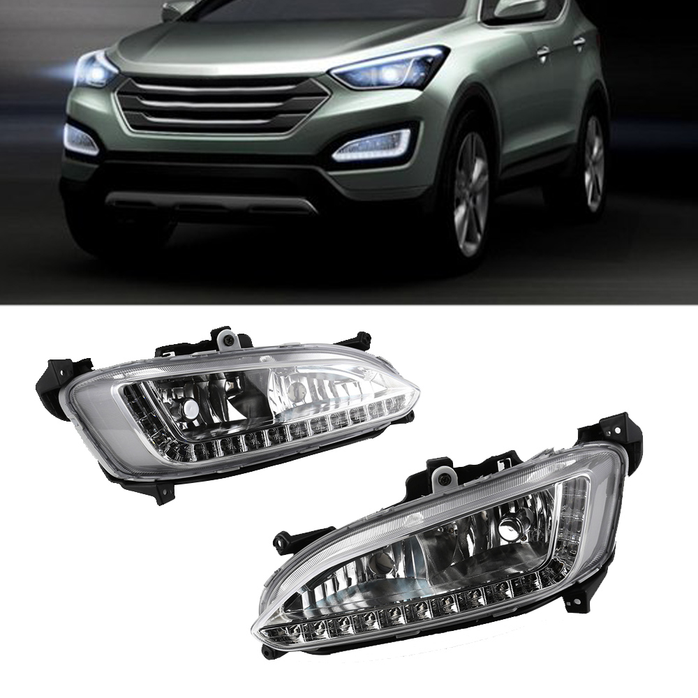 Car Daytime Running Light LED DRL Fog Lamp for Hyundai Grand Santa Fe