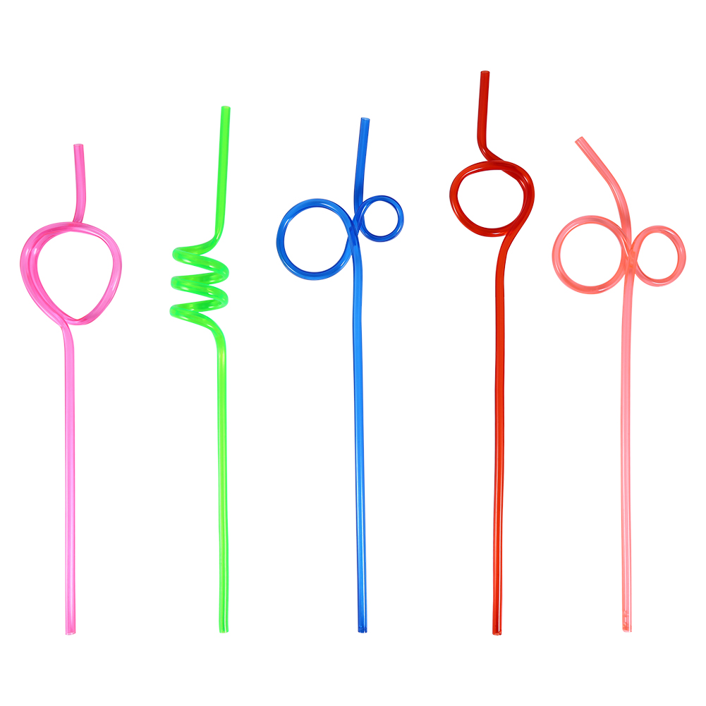 10Pcs Colorful Straw Crazy Curly Loop Drinking Straws For Birthday Xmas