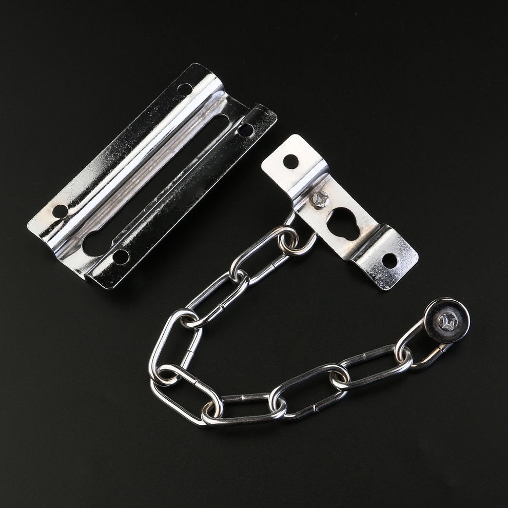Pro Silver Iron Chain Door Guard Latch Security Lock Latches