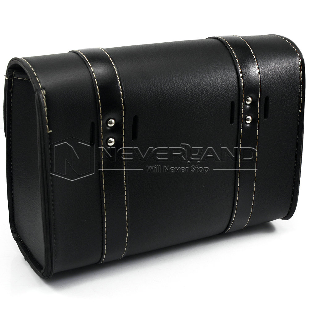 Universal Motorcycle Saddle Luggage Leather Bag Storage For Harley