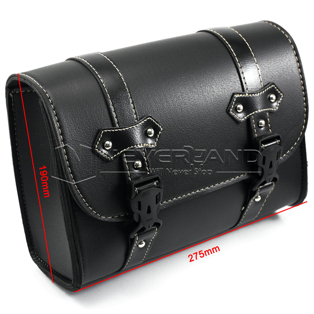 Universal Motorcycle Saddle Luggage Leather Bag Storage For Harley