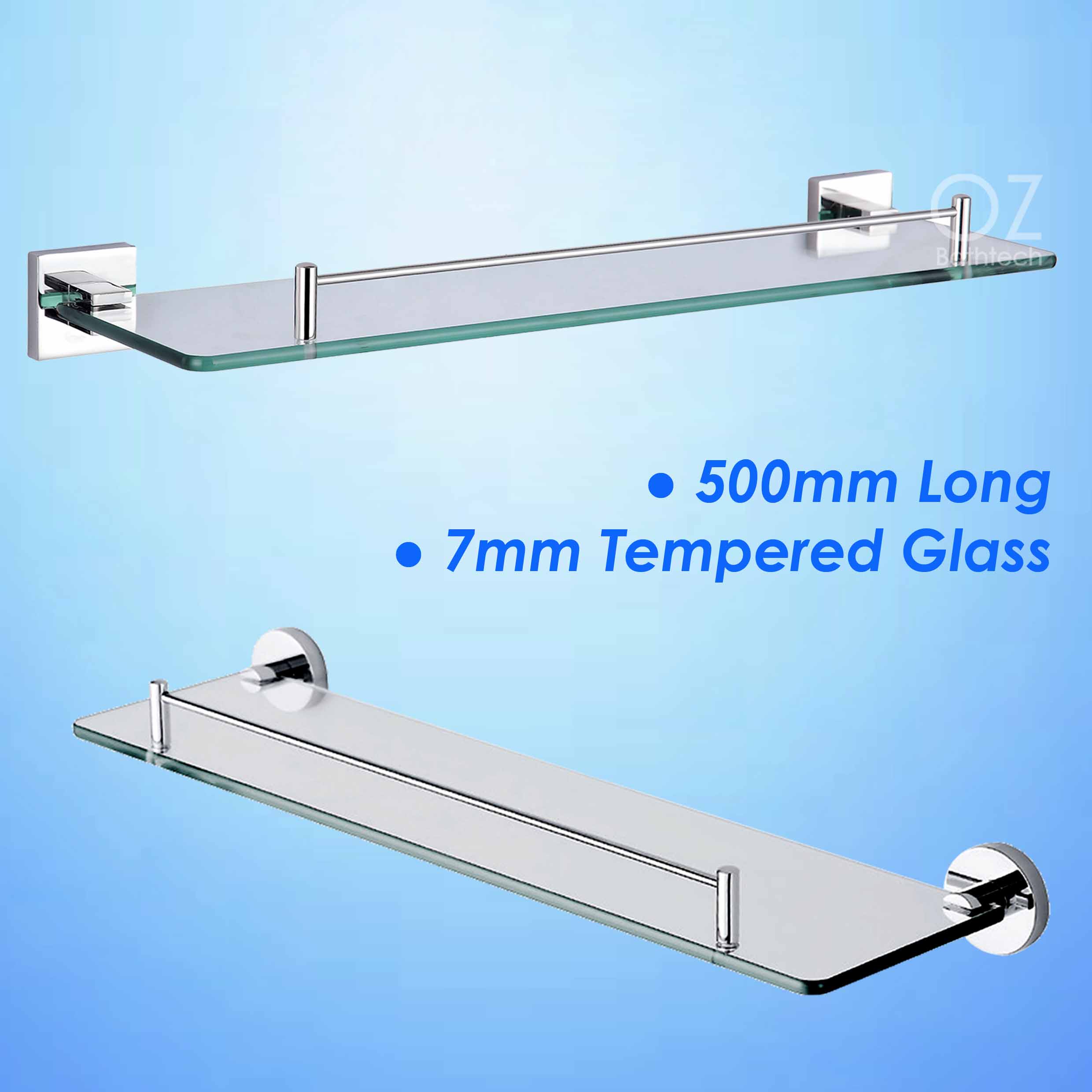 Bathroom Wall Mounted 500mm Shower Vanity Single Glass Shelf Storage Holder eBay