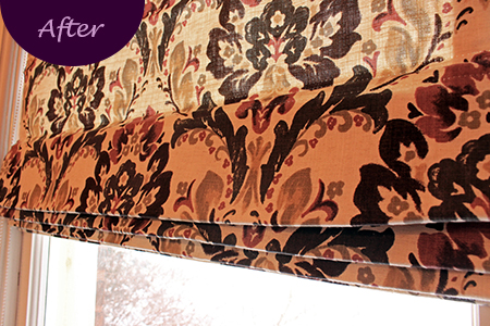 Floral Print Roman Window Shades by Sensational SEAMS in Bowmanville, ON - Room of the Month May 2019