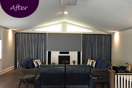 Motorized Window Treatments by Sensational SEAMS in Newcastle, ON - Room of the Month July 2019