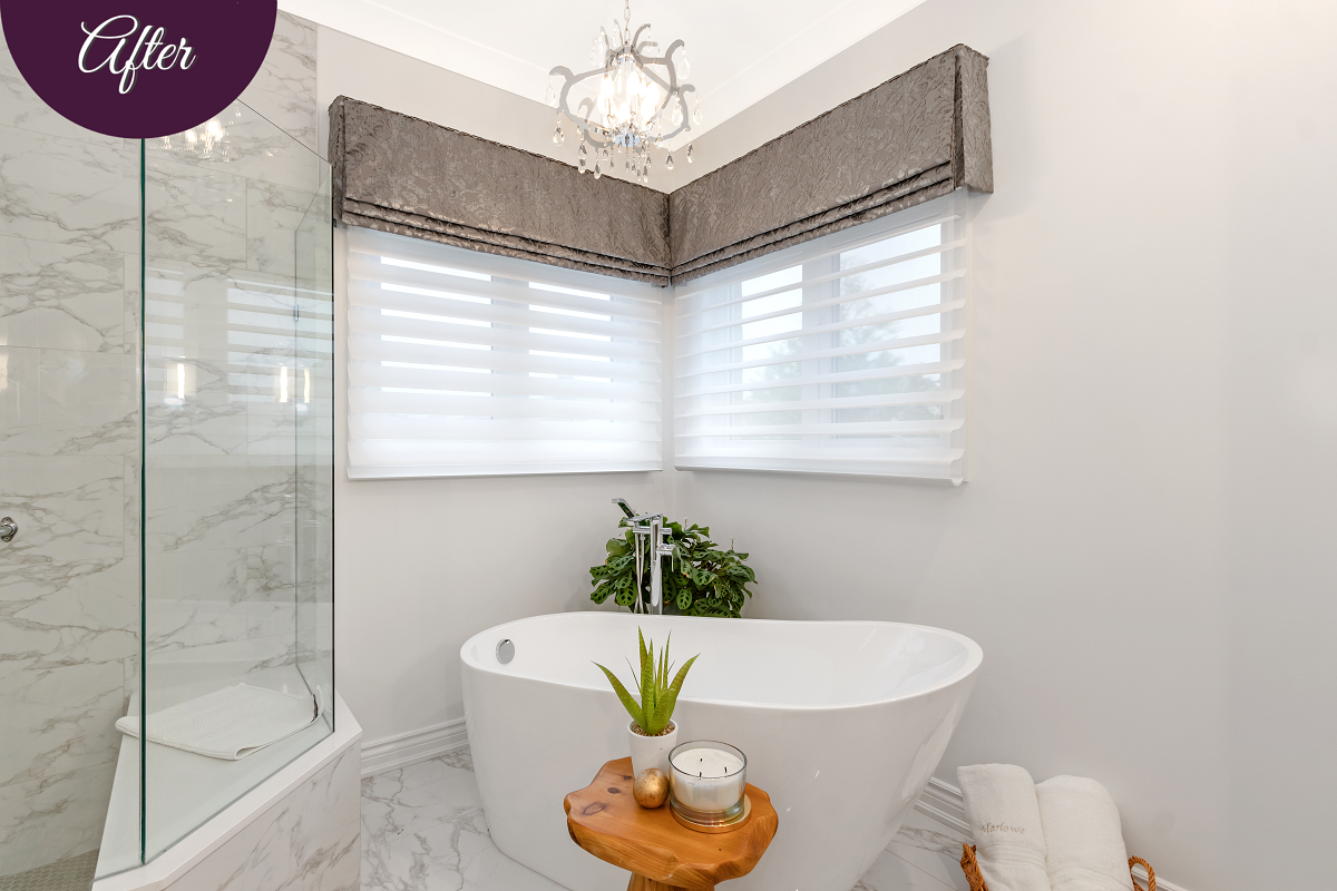 Bathroom Window Shutters by Sensational SEAMS in Oshawa, ON - Room of the Month August 2021