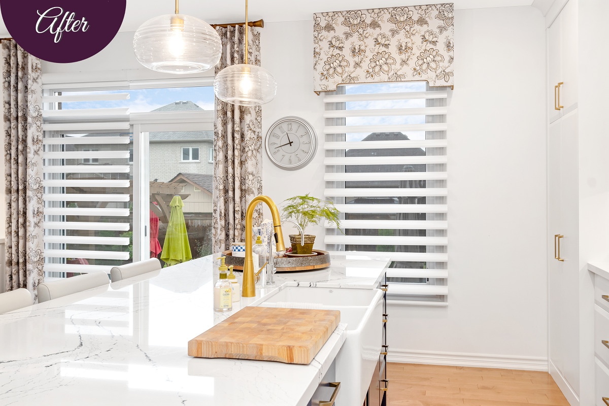 Kitchen Window Blinds by Sensational SEAMS in Oshawa, ON - Room of the Month August 2021