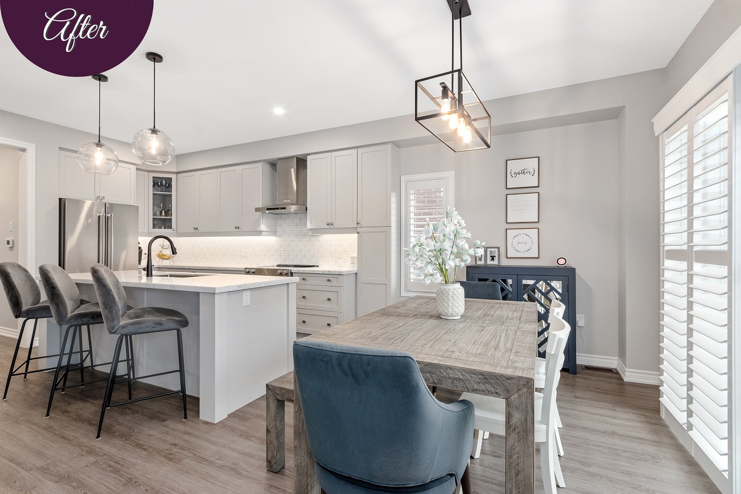 Kitchen Window Treatment by Sensational SEAMS in Newcastle, ON - Room of the Month September 2021