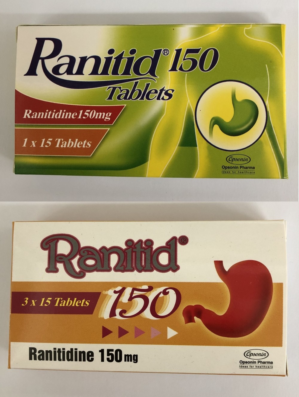 需回收的雷尼替丁产品,包括图示的Ranitid 150药片150毫克。