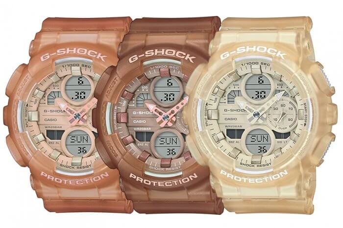 G-SHOCK的三款奶茶色手錶GMA-S140NC 採用經典GA-140錶款為原型