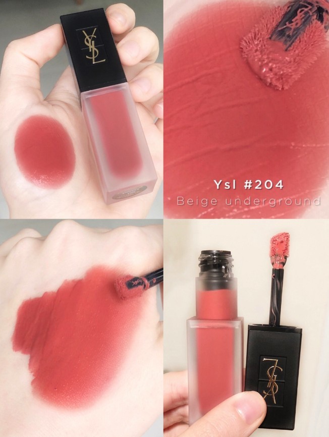 YSL黑管絲絨唇釉 #204 蜜桃豆沙色