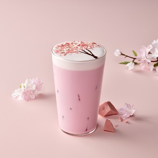 韓國Starbucks 櫻花紅寶石朱古力 拉花櫻花