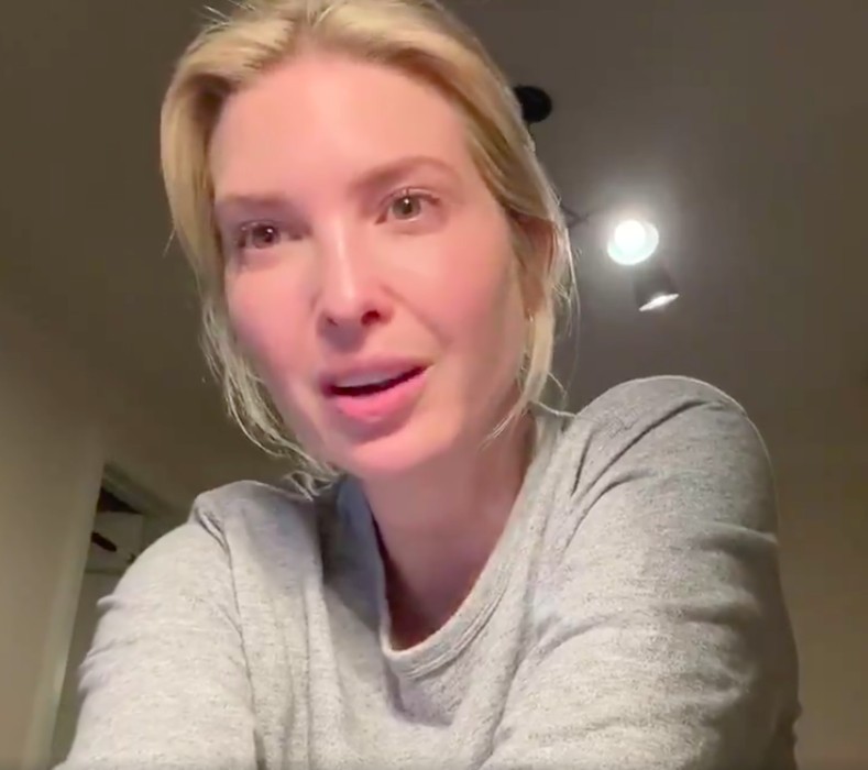 美國總統特朗普38歲女兒伊萬卡素顏拍片呼籲在家隔離