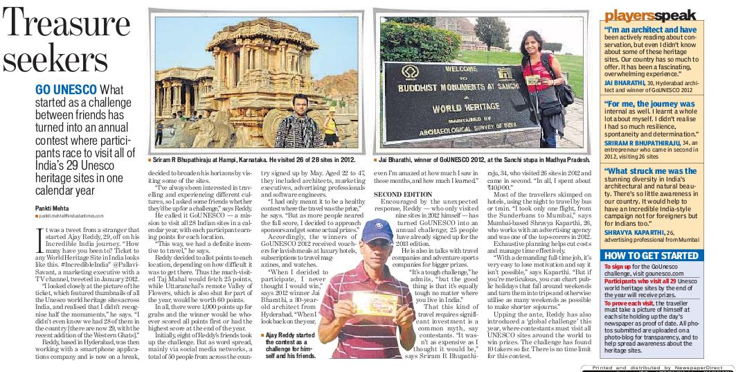 Hindustan Times article on GoUNESCO