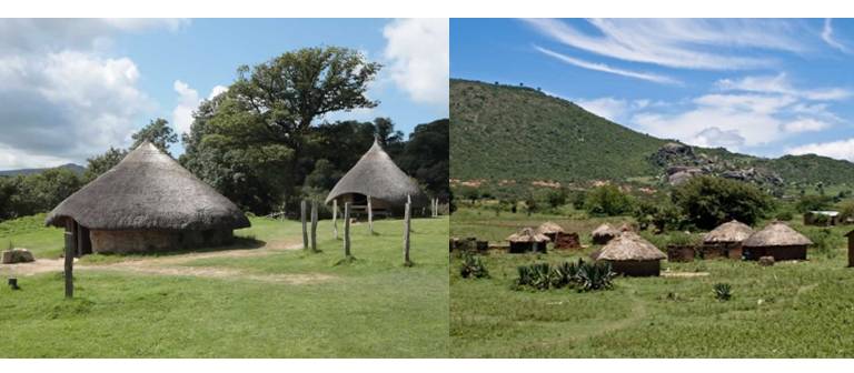 Photo Credit: Left: Roundhouses - Celtic Houses, Cross (2015); Right: Rounded huts, Luo Nyanza, Webika Ltd., (2016)