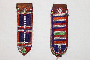 masai Beaded leather earrings