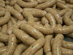 Links of boudin in a New Orleans butcher shop. Photo credit: Tom Head November 2012