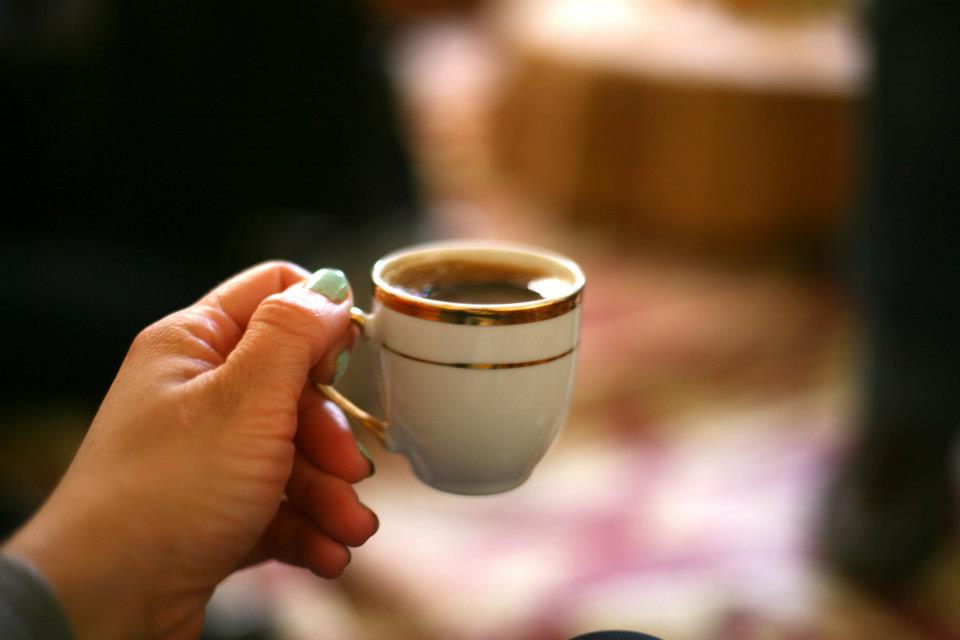 A cup of Turkish coffee enjoyed in Jordan.