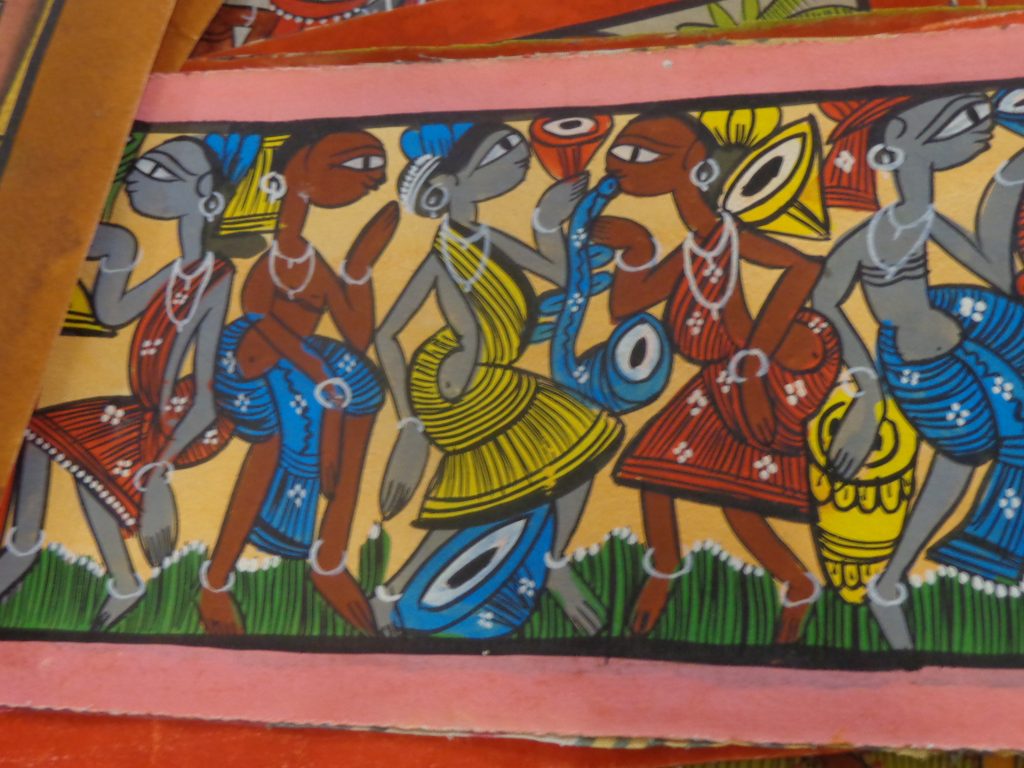 Changing times- Stylised Midnapore paintings, quite different from the traditional style. (Unfolding a Painted World: Revisiting Kalighat Paintings)