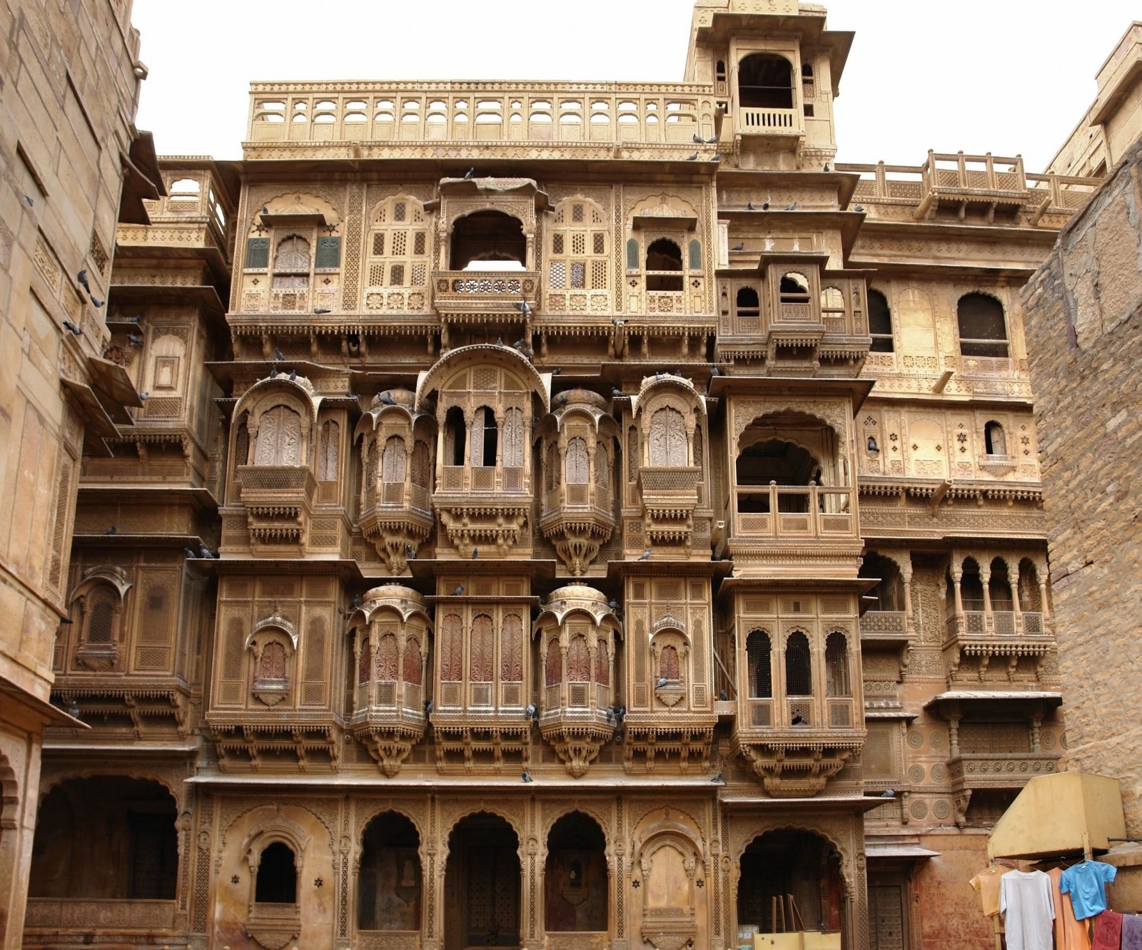 Balconies extended outside the facades and over the streets