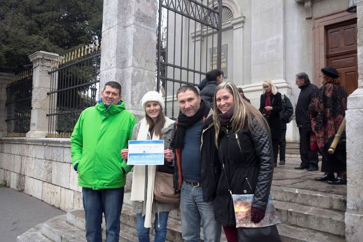 Me with enthusiastic citizens
