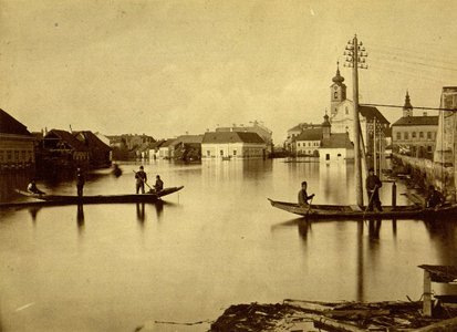 Flood in 1879: In the background: St. Demetrius Church
