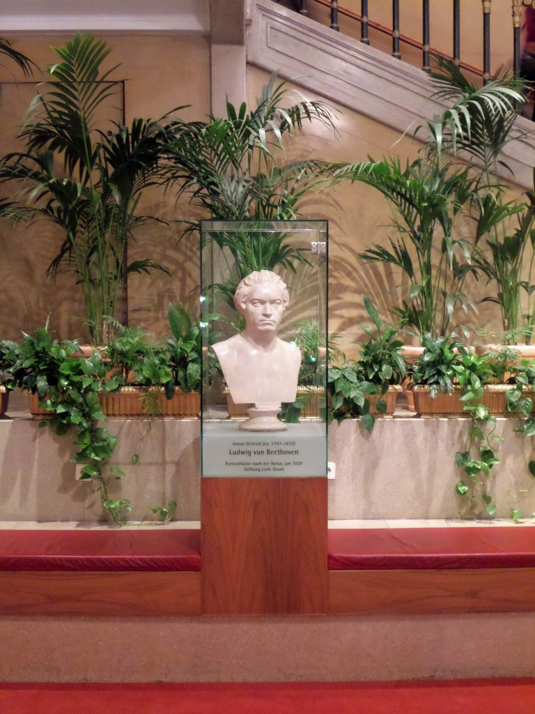 A statue of Ludwig van Beethoven inside the Konzerthaus