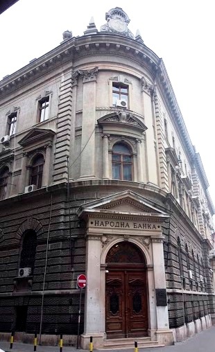 The building of National Bank in neoclassical style
