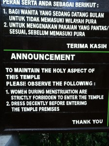 Goa Gajah Menstruating Women Not Allowed