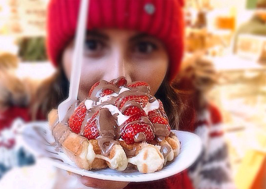 Waffles from authentic shops in Grand place! The best you can have