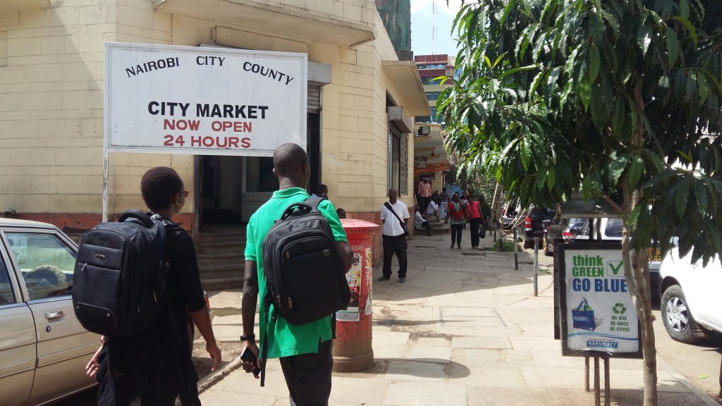 The gate sign for the market