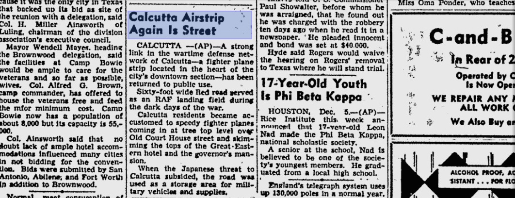 Newspaper article from The Victoria Advocate, December 3, 1945