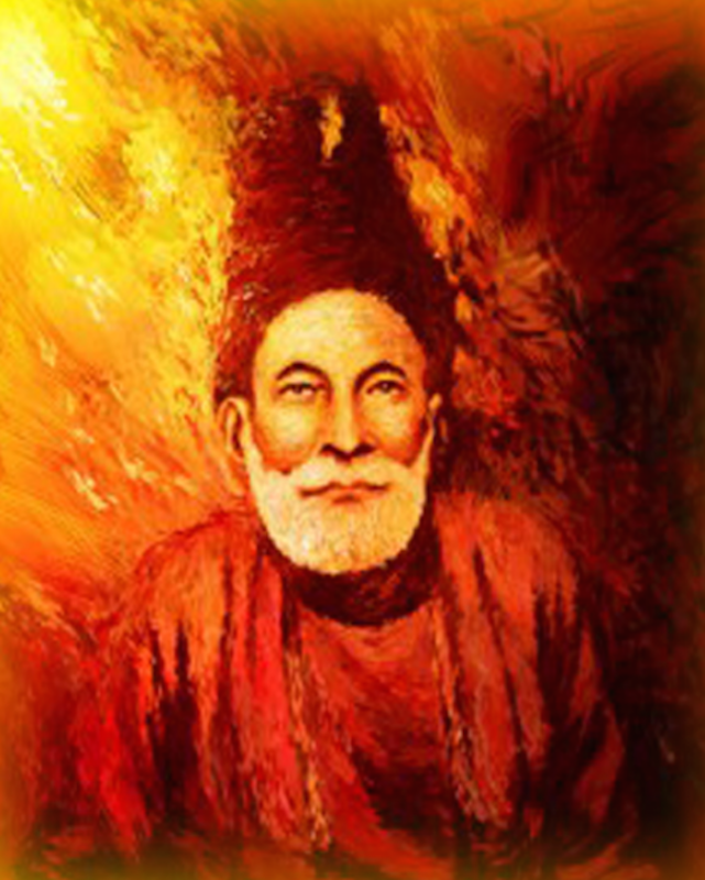 A portrait of Mirza Ghalib.
