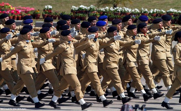 Female officers of Pakistan Army marching during Pakistan Day Parade Source: Twitter
