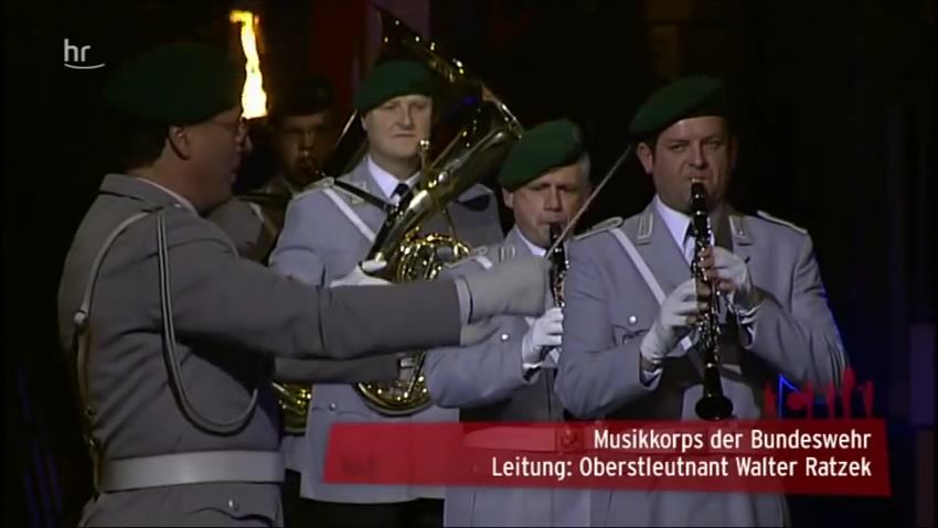 The German military band performing the national anthem