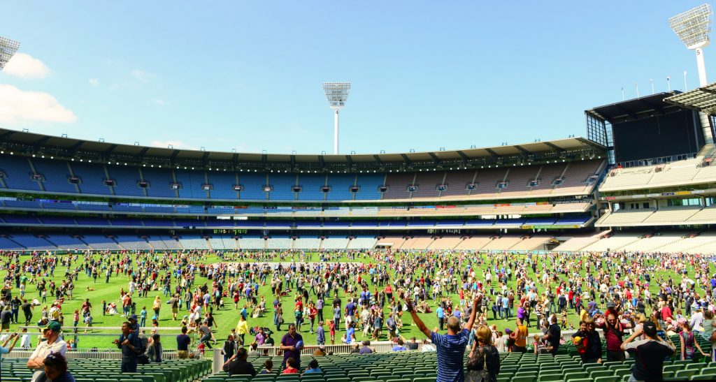 In celebration of the Melbourne Cricket Club 175th anniversary, the MCG had an open day. Thousands turned out to get a rare opportunity to walk on the ground and kick a footy.