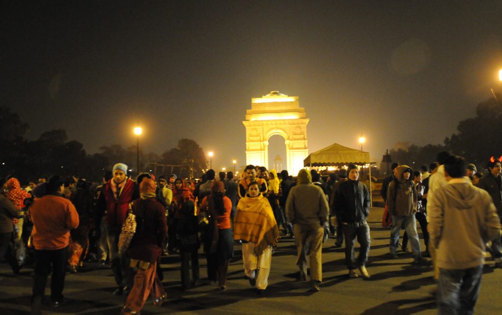 A Huge crowd celebrating the New Year day at the India Gate, in New Delhi on January 1, 2011. P D Photo by Debatosh Sengupta