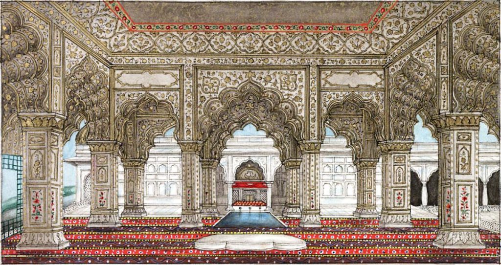 An artist's impression of what the Diwan-i-Khas must have looked like in its full glory. Photo credit: Wikimedia Commons