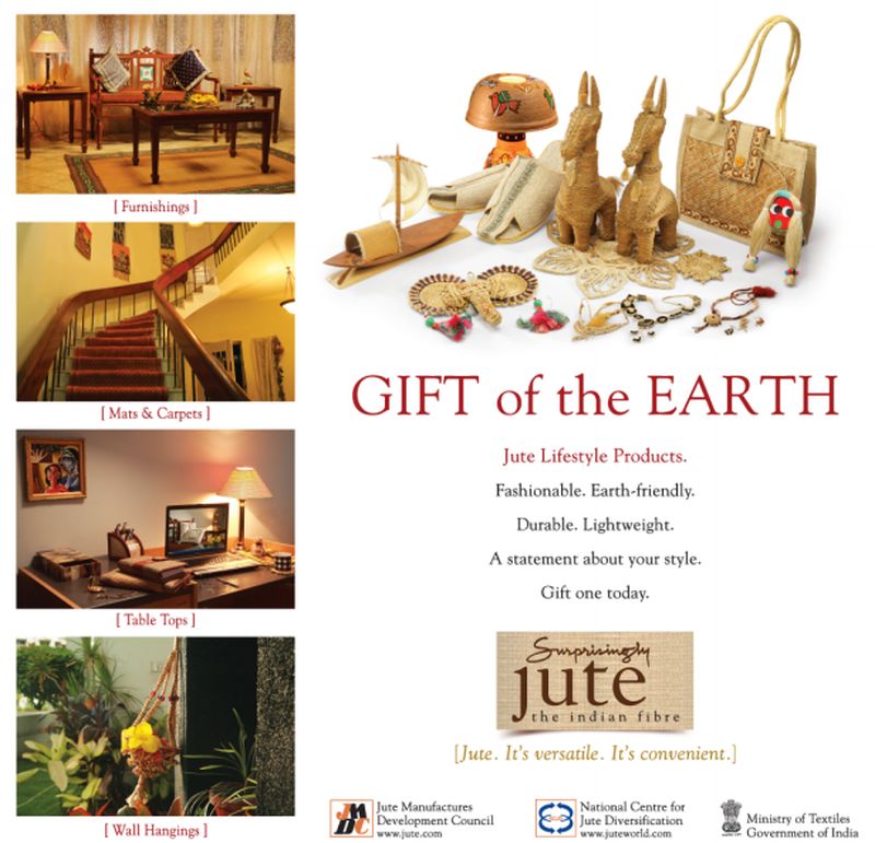 A government advertisement promoting jute as the 'gift of the earth'. Photo credit: jute.com