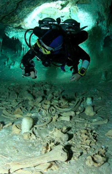Human Remains at Cenote, Mexico