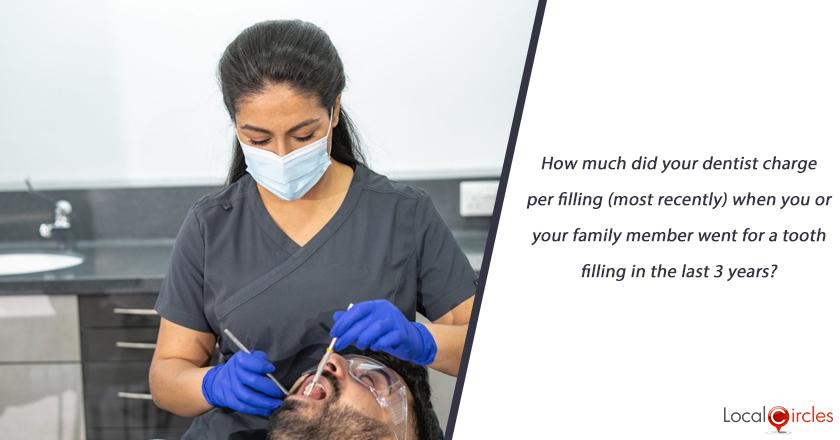 How much did your dentist charge per filling (most recently) when you or your family member went for a tooth filling in the last 3 years?