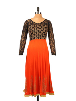 Orange Anarkali w...