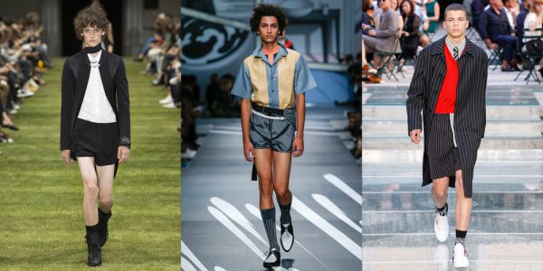 From left: Dior Homme, Prada and Versace menswear spring summer 2018