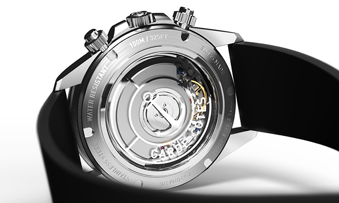 The new Bell & Ross Vintage Garde Cotes watches feature a sapphire case-back that reveals the very heart of the mechanism. The crystal is engraved with the symbol of sea rescuers: the buoy and the anchor.