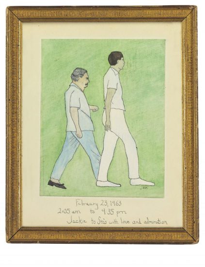 Jackie Kennedy made an original painting of Stas Radziwill and Chuck Spalding as a gift for Prince Radziwill in commemoration of the hike