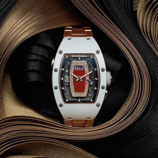 Margot Robbie wears the Richard Mille RM 037 ATZ white ceramic in her announcement as Richard Mille's newest brand ambassador