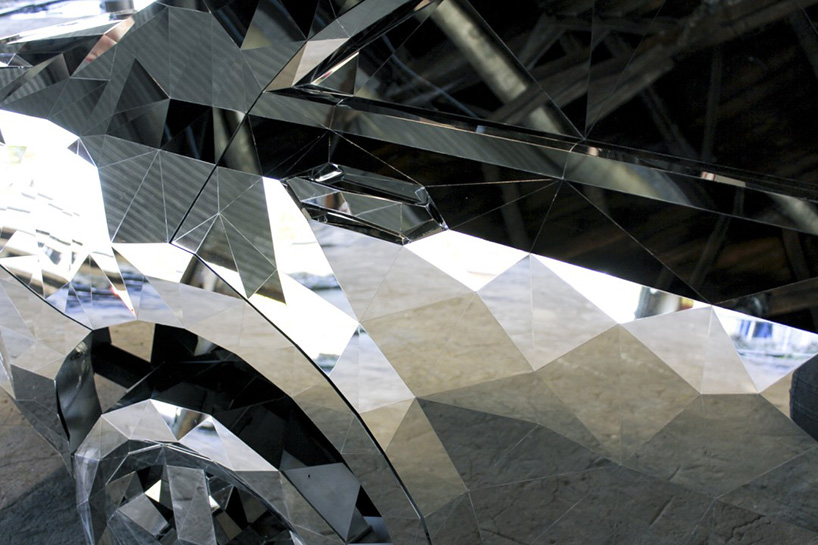 Laser cut to precision, 12,000 reflective surfaces fit seamlessly, gorgeously and jarringly into a picture of absolute brutality that is Griska's 2016 Wreck. Image: Philadelphia Contemporary