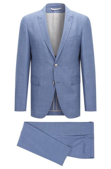Half-lined Slim fit Hugo Boss tailored suit with linen and silk blended with wool for extra structure
