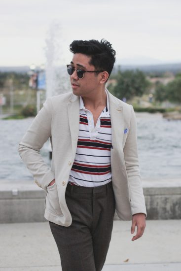 Polo shirt with linen blazer look executed by Street X Sprezza. Image: Street X Sprezza