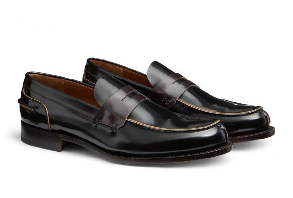 This Made in Italy, Dark brown Couture brushed-off calfskin leather loafer with deep burgundy leather band from Ermenegildo Zegna features Goodyear construction with cork insole for improved comfort